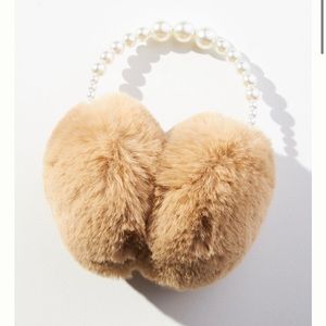 Anthropologie Pearl Embellished Faux Fur Earmuffs